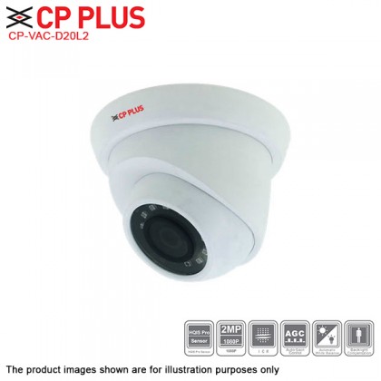 CP Plus CP-VAC-D20L2 2MP Full HD 3.6mm 20m IR Dome AHD TVI CVI CVBS CCTV Camera